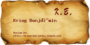 Krieg Benjámin névjegykártya
